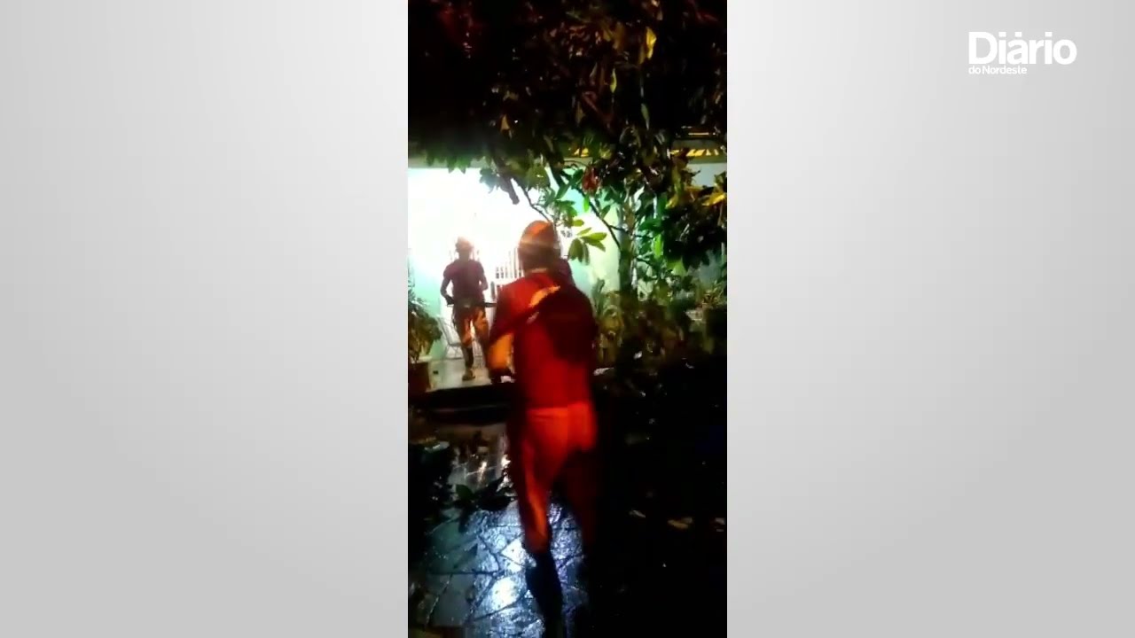 Imagem da notícia Chuva com vento derruba árvores e uma marquise em Sobral