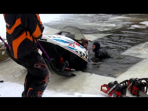 Danger Thin Ice -  Chetek WI Snowmobile Recovery - 1/3/2022