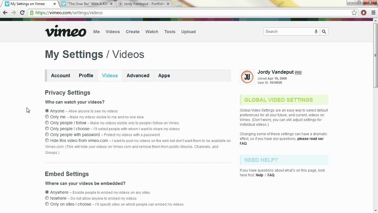 Vimeo for Pro Users: Your Profile