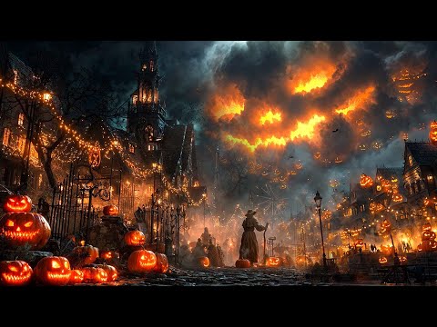 Haunted Halloween Village 🎃 Relaxing Halloween Ambience 👻 Spooky Sounds, Best Halloween Music