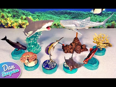8 Sea Animals Toys - Learn Sea Animal Names - Shark, Whale Shark, Lion Fish, Squid, Stingray