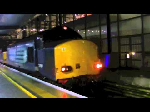 DRS 37612 & 37609 6M95 nuclear flask pausing & leaving Ashford 28/12/2012