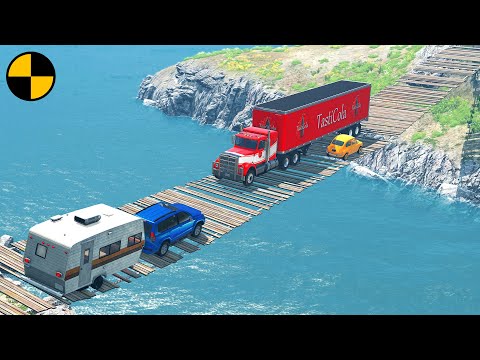 Cars vs Broken Suspension Bridge 😱 BeamNG.Drive