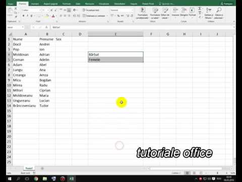 Validare date folosind o lista derulantă Excel