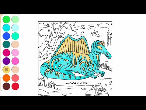 Mewarnai Dinosaurus, Spinosaurus Blue, Dinosaurus Kartun