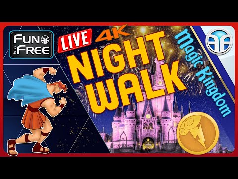 🔴 LIVE: Walt Disney World Magic Kingdom Night Walk – 4K Fireworks & Relaxing Ambience