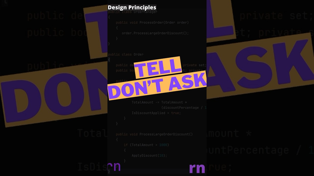 The Tell Don't Ask Principle | .NET Design Principles
