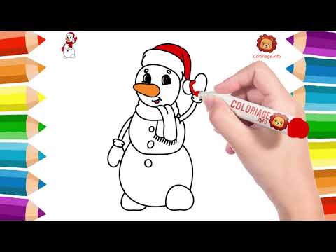 Dessin Bonhomme de Neige - Coloriage Hiver Noel Comment dessiner colorier bonhomme de neige Facile