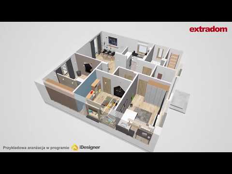 Projekt domu parterowego - dom Zosia 5 WAH1886 - do 100 m² - spacer 3D