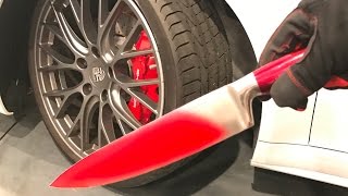 GLOWING HOT KNIFE vs. CAR TIRE!