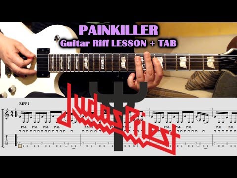 Painkiller (Judas Priest) GUITAR LESSON with TAB - Main Riffs GUITAR TUTORIAL