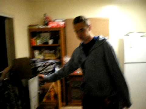 Shane trying to shotgun a can.