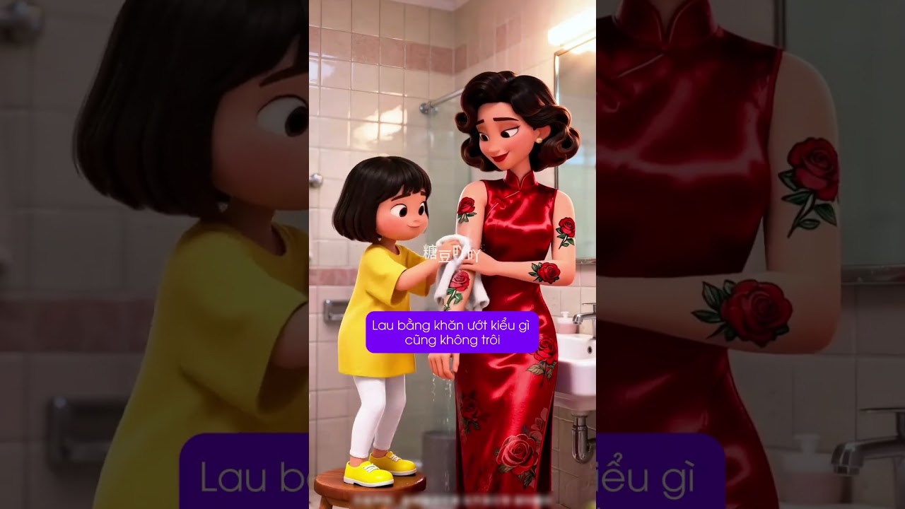 Hình xăm hoa hồng trên tay mẹ