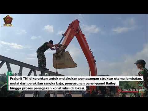 TNI Tak Kenal Lelah Non Stop Bangun Jembatan Bailey di Teupin Mane