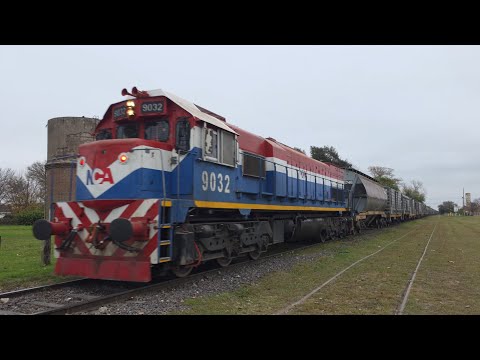 [8K] Tren cargado de NCA con la EMD GT-22CW 9032 pasando por Marcos Juárez!!!!!!
