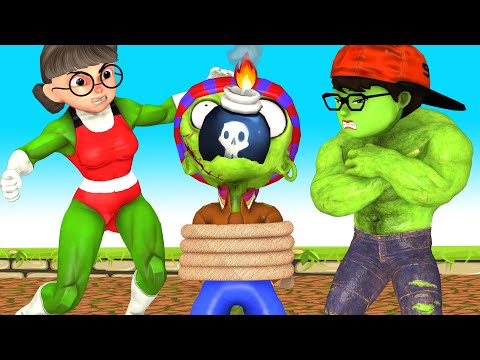 Couple Giant Nick and Tani Troll Giant Zombie Eat Bombs - Scary Teacher 3D Funny Story Happy ending