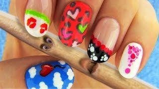 6 Nail Art Designs Nail Tutorial Using Toothpick as a Dotting Tool