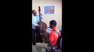 Gary Crosby + Nathaniel Facey celebrate with Coleridge Goode + Peter Ind