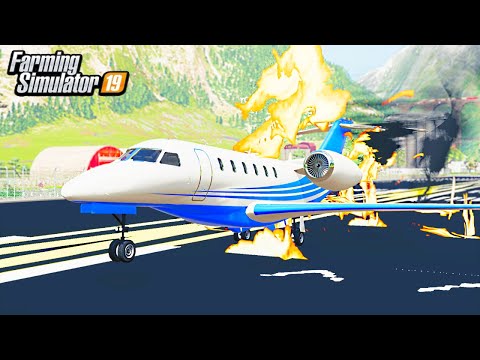 PRIVATE JET ENGINE EXPLODES WHILE FLYING! (EMERGENCY LANDING) | FARMING SIMULATOR 2019