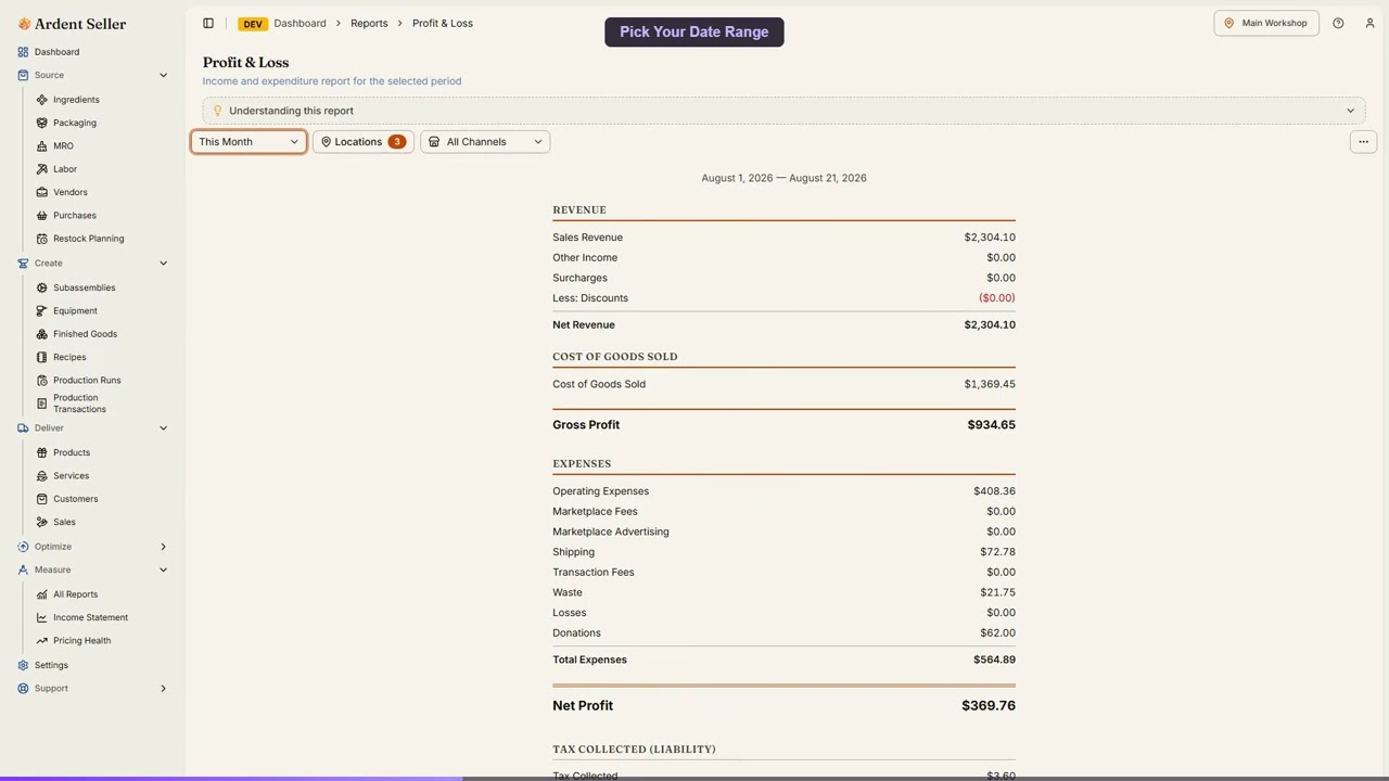 How to Run a Profit and Loss Report — video tutorial thumbnail
