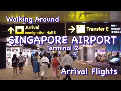 Andando por CINGAPURA CHANGI AIRPORT T2 Voos de chegada คโปร์