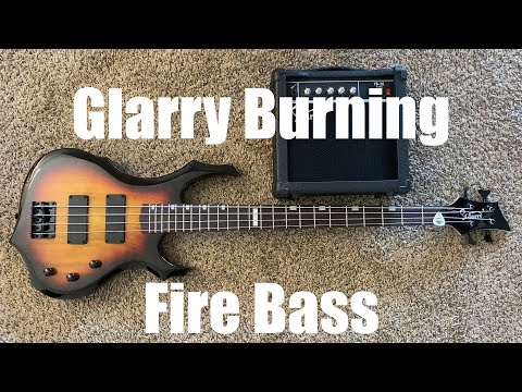 Glarry Burning Fire Electric Bass Guitar HH Pickups w/ 20W Amplifier Sunset image 16