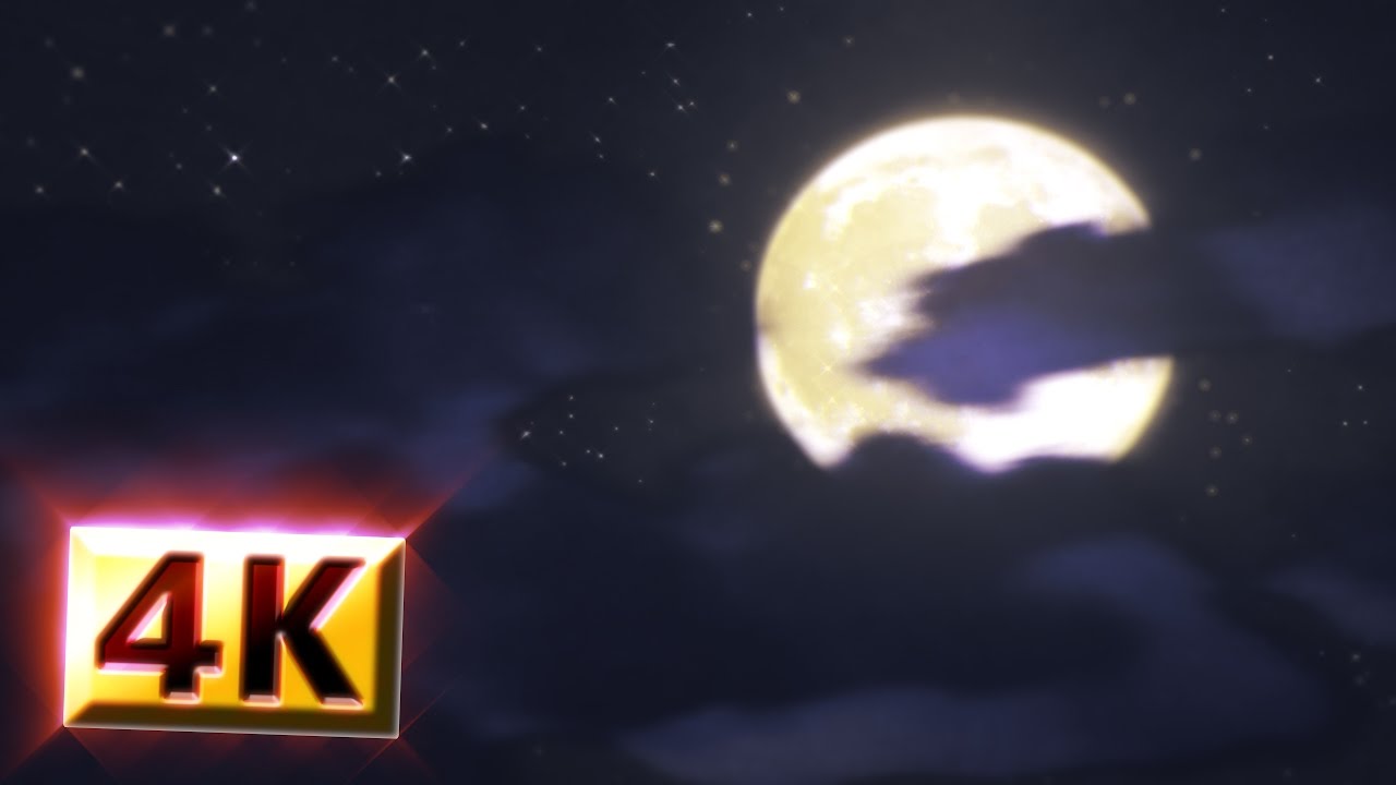 [4K Free Footage]  FullMoon and Cloudy Night Sky Motion Backgrounds 2160p　-Fantastic Moonlit Night-