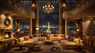 🎶 Winter Jazz Relaxation 🔥❄️Cozy Fireplace & Snowy Views in a Peaceful Apartment for Relaxing Nights