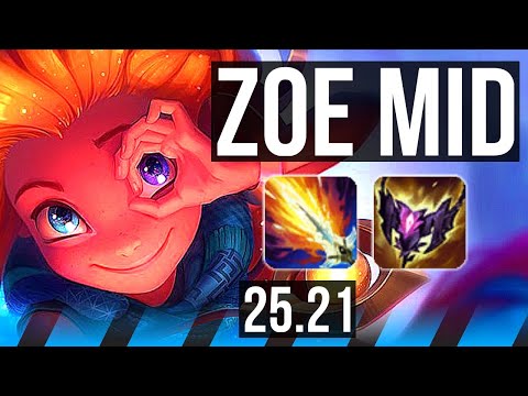 ZOE vs ZED (MID) | 9 solo kills, 14/1/1, Legendary | KR Diamond | 25.21