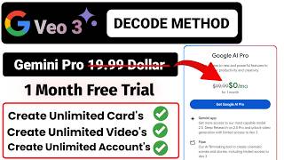 Get Google Ai VEO 3 Free Trial 1 Months Unlimited Account | Gemini Pro Free Trail Step By Step Guide