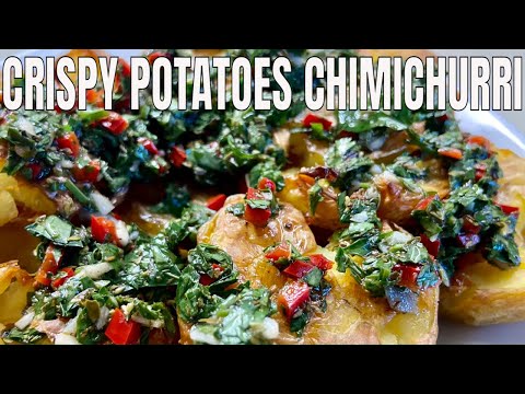 Crispy potatoes with Chimichurri sauce/ How to make chimichurri sauce / how to make crispy potatoes