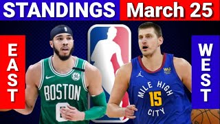 March 25 | NBA STANDINGS | WESTERN and EASTERN CONFERENCE