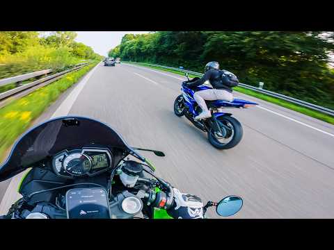 Ninja ZX6R vs YZF-R6 on the highway!