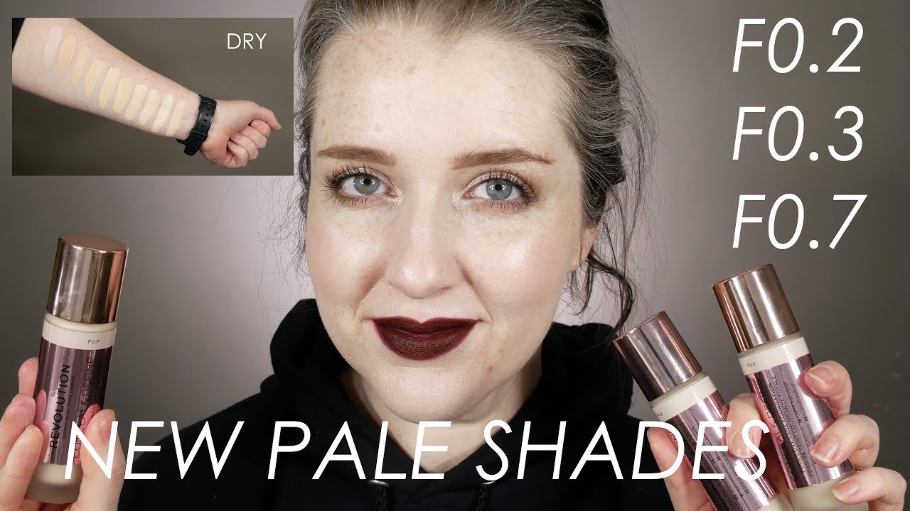 Makeup Revolution Conceal & Define Foundation F0.2 F0.3 F0.7 Swatches & Try-On