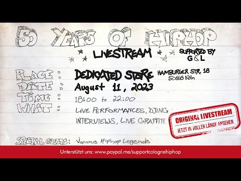 50 Jahre Hip Hop - Der Livestream mit STF, Retrogott, George DuBose, Def Benski, Akanni, u.v.m.!