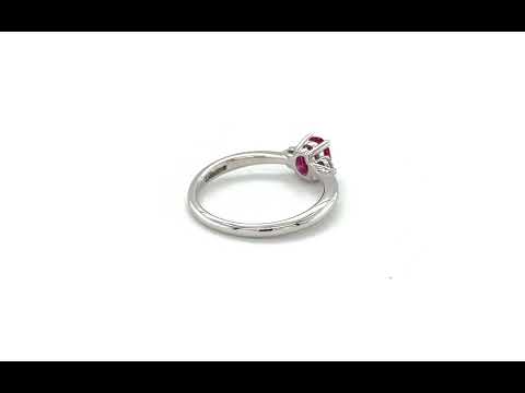 18ct White Gold Diamond & Ruby Trilogy Claw Set Ring - 01110038 | Johnsons Jewellers