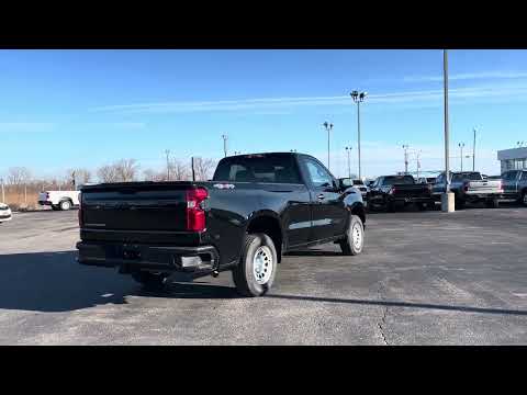 2026 Chevrolet Silverado 1500 Regular Cab Long Box 4-Wheel Drive Work Truck in Black for sale at Lally Chevrolet Ltd. in Tilbury, ON