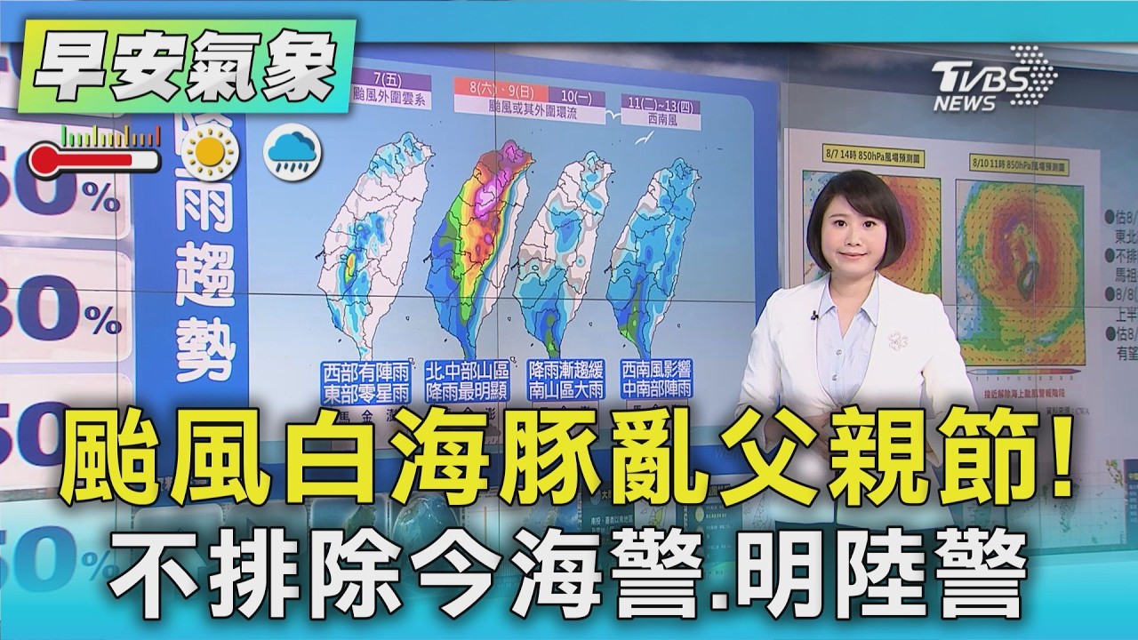 天氣/颱風白海豚亂父親節! 不排除今海警.明陸警｜氣象主播 劉育瑄｜早安氣象｜TVBS新聞 20260807 @TVBSNEWS01