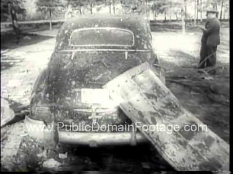 Dead A Bomb dropped on U.S. town www.PublicDomainFootage.com