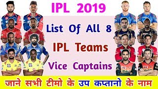 IPL 2019 : Final List Of All 8 Teams Vice Captains