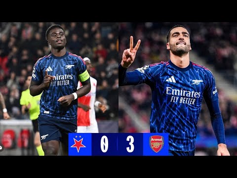 Slavia Prague vs Arsenal 0-3 UCL highlights 2025 | Bukayo Saka goal | Mikel Merino Double