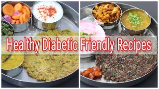 2 Healthy Diabetic Diet Meal Plan - Veg Thali - Diabetic Friendly Recipe Ideas | Skinny Recipes