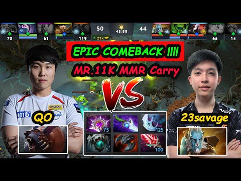 Epic Comback Beast Mode 11 K MMR 23savage - [Phantom Lancer] vs QO [Ursa] Dota 2 pro gameplay