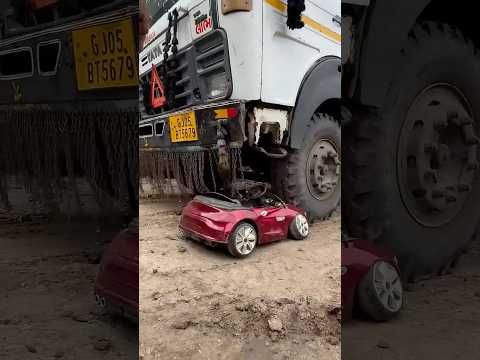 Red jumbo car damage byy real dumper truck #shorts