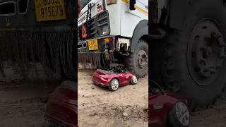 Red jumbo car damage byy real dumper truck #shortsfeed