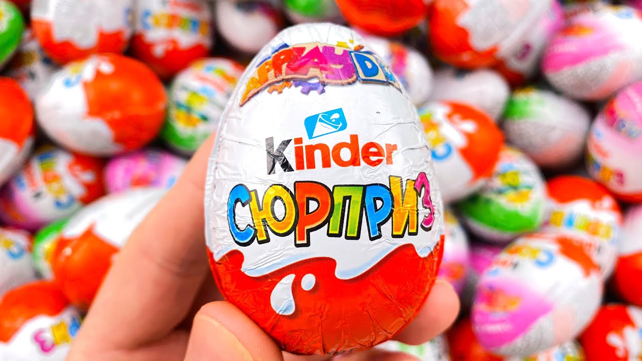 100 Yummy Kinder Surprise Egg Toys Opening - A Lot Of Kinder Joy Chocolate ASMR