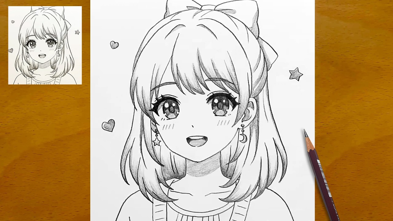 Beautiful Anime Girl Pencil Drawing Tutorial | Easy Anime Style