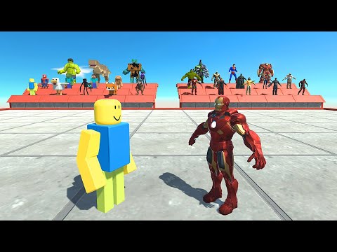 Superheroes vs Minecraft and Roblox Team - Animal Revolt Battle Simulator