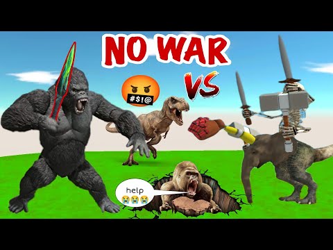 ALL HUMANS Team vs HERBIVORE DINOSAURS Team - Animal Revolt Battle Simulator ARBS
