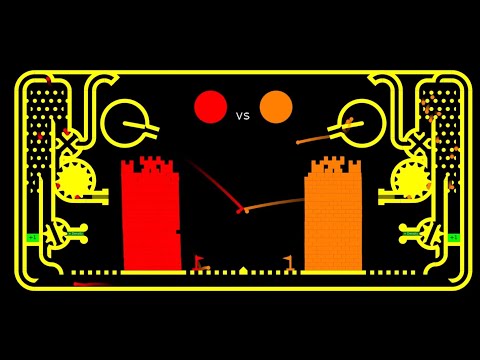 Castle Destruction 1 | Red vs Orange  - Marble Race in Algodoo